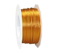 PRÄSENT Cordón RHEIN oro, cordón trenzado para regalos 50 m, paquetes y obsequios, 3 mm de ancho, accesorios para decoración y manualidades, cintas decorativas resistentes al desgarro
