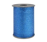 PRÄSENT POLY GLITTER ribbon azul, 100 m de cinta embalar para regalos, 10 mm de ancho, elegante rafia colores azul, decorativa para eventos especiales, con efecto brillo