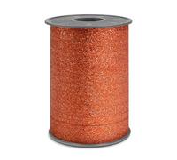 PRÄSENT POLY GLITTER ribbon bronce, 100 m de cinta embalar para regalos, 10 mm de ancho, elegante rafia colores bronce, decorativa para eventos especiales, con efecto brillo
