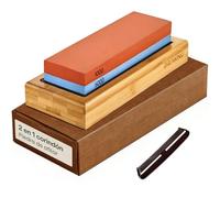 Praknu Piedra de Afilar Cuchillo 1000/6000 - Piedra de Afilar para Cuchillos con Silicona Antideslizante y Base de Bambú - apta para principiantes - para un afilado óptimo