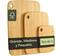 Praknu Tabla De Cortar Cocina Madera Bambú - Juego De 3 Piezas - Versátil y Robusta - Bambú FSC® Sostenible Para Verduras, Carne Y Pan - Varios Tamaños