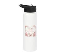 Pray More Worry Less Butterfly Floral Christian Faith Stainless Steel Insulated Water Bottle