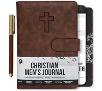 Prazoli - Diario de oración bíblica cristiana de cuero para hombres - Cuaderno de estudio de las Escrituras y planificador devocional diario sin fecha | Regalos religiosos de fe de Jesús para