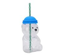 Precise Bear Taza con Pajita con Tapa de Silicona Vidrio de Borosilicato de 20 Oz Reutilizable Linda Botella para Beber con Forma de Animal para café Leche Fruta Té Jugo Ideal para Sesiones