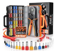 Preciva 0.08-16 mm² Crimpadora Terminales Electricos,1275Pcs Alicates de corte doble Alicates de corte doble,Adecuado para bricolaje doméstico e industrial