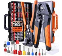 Preciva Crimpadora 0,08-16 mm² + Pelacables + 1265 Punteras Electricas | Kit de Electricista 3 en 1, Crimpadora Ferramentas, Pelacables Automático, Terminales Electricos de Simple y Doble