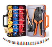 Preciva Kit de 3 en 1 Crimpadora Pelacables 33 tipos Terminales Electricos | Alicates de Crimpado AWG 20-10/0,5-6 mm², Pelacables Automático, Conectores Aislados para Cableado, Automoción y Bricolaje
