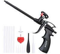 Preciva Kit de aislamiento de espuma en aerosol con 14 boquillas, pistola de espuma expandible de poliuretano, control de flujo ajustable, aplicador resistente para calafatear, llenar, sellar