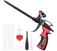 Preciva Kit de aislamiento de espuma en aerosol con 14 boquillas, pistola de espuma expandible de poliuretano, control de flujo ajustable, aplicador resistente para calafatear, llenar, sellar