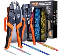 Preciva Kit de Crimpado con Pelacables y Terminales Termorretráctiles | Crimpadora Terminales Eléctricos 200 Conectores Aislados Impermeables, Herramienta para Crimpar Cables 0,25-6 mm²
