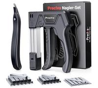 Preciva Pistola grapadora resistente, kit de pistola de clavos con removedor y 1800 grapas, para fijar material, decoración, carpintería, madera, manualidades