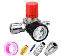 Preciva Reguladora de Presión 1/4" Válvula Reductor de Presion con Manómetro, Estándar de la UE Interruptor 175 Psi para Compresor de Aire