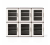 predolo 6 Piezas Gabine Plástico con Puerta Multiusos Caja Almacenamiento con Puertas Multifunción Mueble para Niños, Moderno Y Minimalista, Modelo con 6 Compartimentos Transparentes