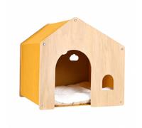 predolo Caseta Madera con Apertura Circular Ventilado Cálido para s, Amarillo