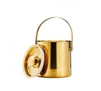 predolo Cubitera Acero Inoxidable Asa Arqueada Cubo Hielo con Tapa Superficie Brillante Hielera para Bar, 1.4L, Mirror Gold