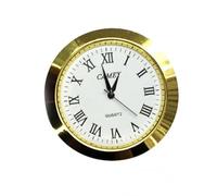 predolo Inserto Reloj Analógico Pequeño Inserto Reloj con Bisel Plateado a Batería para Bricolaje, 40 金色罗马白底, Artesanal
