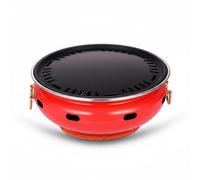 predolo Parrilla de Barbacoa Grill Portátil Asador Redondo Barbacoa de Carbón Desmontable para Limpieza Rápida Adecuada para Patios Comidas en Casa, Red, A Smooth Pan