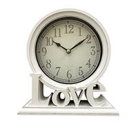 predolo Reloj de Escritorio Rústico Relojes de Repisa Amor Relojes de Mesa Decorativos Relojes Estante Chimenea para Cabecera, Decoraciones de Estar, Blanco, tal como se describe