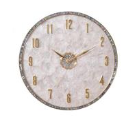 predolo Reloj de Pared de Latón Reloj Decorativo Esfera de Concha Agujas Doradas Centro Ornamental Diseño en Fácil de Montar Adecuado para Sala Estudio Pasillo, 45 Cm