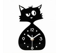 predolo Reloj Silueta Gato Decorativo Reloj Silueta Felina Oscura Hecho en EEUU. UU. para Estantería