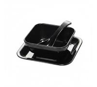 predolo Tazón de Postre de Melamina Cuenco Platillo Cuchara Diseño Grueso Anticaídas y Fácil de Limpiar Apto para Postres Aperitivos Restaurantes Hogar Oficinas, Negro