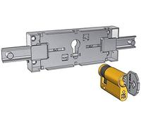 Prefer - Cerradura para persiana horizontal - Cilindro europeo de latón de pasadores - Funcionamiento con engranajes y accionamiento con llave desde el exterior - Saliente del cilindro de 7 mm