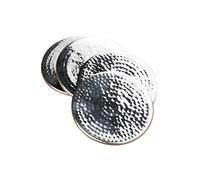 Premier Housewares - Juego de 4 Posavasos de Acero Inoxidable (9 x 9 cm) Efecto Martillado