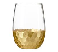Premier Housewares - Juego de 4 Vasos de Cristal de 240 ml, diseño de Panal de Abeja, Vasos de Martini, Cristal Transparente para Margarita, 6 x 6 x 10 cm, Color Dorado