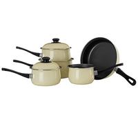Premier Housewares Juego de 5 sartenes para Vientre Crema, Acero de Carbono, Nata, 24 cm, 5
