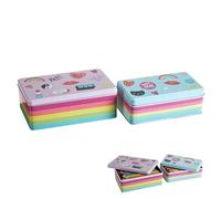 Premier Housewares Lata de Almacenamiento de Cocina, Rectangular, Multicolor, Juego de 2, Fun Times, 13 x 20 x 7 cm