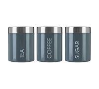Premier Housewares Liberty Tea, Coffee and Sugar - Juego de 3 Botes para té, café y azúcar, Color Gris
