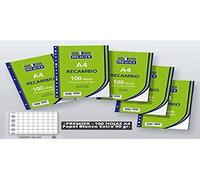 Premier Recambio TAURO A4 – 100 hojas – Cuadriculado 4 mm – 4 taladros – 90 gr.