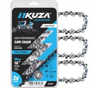 Premium 40 cm Cadenas de motosierra 16 pulgadas 3/8 ".050 " 57TG compatibles con AEG, ALPINA, BOSCH, DOLMAR, EINHELL, HITACHI, JONSERED, MAKITA, POULAN y muchos otros modelos (3 cadenas)