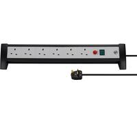 Premium Office-Line FB 5 - Cable de extensión con botón de reinicio de Fusible de Seguridad, 6 vías, 3 m, H05VV-F3G1.5, Color Negro y Gris, SASO *GB*