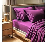 Premium Ranforce Super King Fitted Sheet (180x200+30 cm) - 100% algodón, 155 Thread Count, Machine Washable at 30°C, Elegant Purple Color for Luxurious Comfort