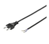 PremiumCord 230V 2m, Euro Enchufe A Extremo de Cable Abierto, Cable de Alimentación, 2 Extremos de Cable Expuestos, Color Negro
