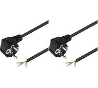 PremiumCord 230V 2m, Euro Enchufe A Extremo de Cable Abierto, Cable de Alimentación, 3 Extremos de Cable Expuestos, Color Negro (Paquete de 2)