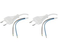 PremiumCord 230V 3m, Euro Enchufe A Extremo de Cable Abierto, Cable de Alimentación, 2 Extremos de Cable Expuestos, Color Blanco (Paquete de 2)