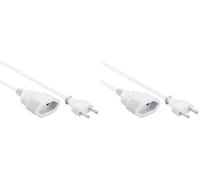 PremiumCord 230V 5m, Cable de Extensión con Enchufe Europeo Y Enchufe Europeo, Extensión de Cable de Alimentación para 230V, Color Blanco (Paquete de 2)