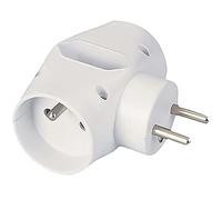 PremiumCord Adaptador de Corriente 230 V, 2 Salidas Redondas, 1 Salida Plana, Seguridad Infantil, Color Blanco