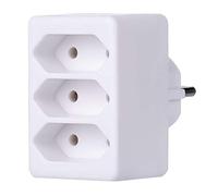 PremiumCord Adaptador de Corriente 230 V, 3 Salidas Planas, Seguridad Infantil, Color Blanco