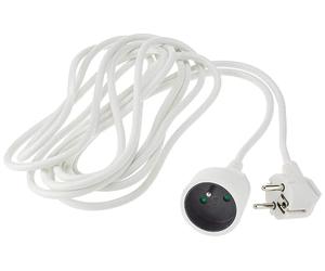 PremiumCord Cable de Extensión 230V con Seguridad Infantil, Cable de Alimentación, Alargador Schuko, Toma de Corriente Tipo E, Blanco, 10m