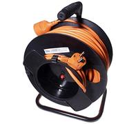 PremiumCord Cable de Extensión en Tambor 230V, 1x Toma, Protección Térmica y Clip para Cable, Alargador Schuko, Toma Tipo F, Naranja, 50m