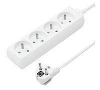 PremiumCord PP4-02 base múltiple 2 m 4 salidas AC Blanco - Bases múltiples (2 m, 4 salidas AC, Tipo E / F, Blanco, 250 V, 10 A)