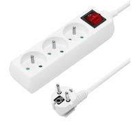 PremiumCord Regleta 230V, 3 Tomas con Interruptor, Extensión 230 V, Tomas Francesas Giradas 45°, Toma Múltiple de Alta Calidad con Seguridad Infantil, Blanco, 5m