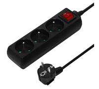 PremiumCord Regleta 230V 3 tomas – Tomas francesas giradas 45° – Seguridad infantil – Interruptor – 2m