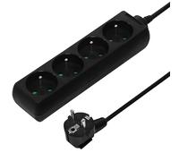 PremiumCord Regleta 230V, 4 Tomas, Extensión 230 V, Tomas Francesas Giradas 45°, Toma Múltiple Seguridad Infantil, Sin Interruptor, 3m