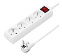 PremiumCord Regleta 230V, 4 Tomas, Extensión 230 V, Tomas Francesas Giradas 45°, Toma Múltiple Seguridad Infantil, Interruptor, 7m