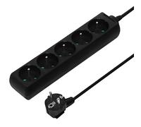 PremiumCord Regleta 230V, 5 Tomas, Extensión 230 V, Tomas Francesas Giradas 45°, Toma Múltiple Seguridad Infantil, Negro, 5m
