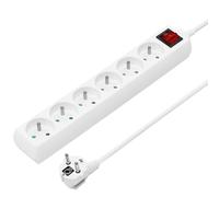 PremiumCord Regleta 230V, 6 Tomas con Interruptor, Extensión 230 V, Tomas Francesas Giradas 45°, Toma Múltiple Seguridad Infantil, Blanco, 10m
